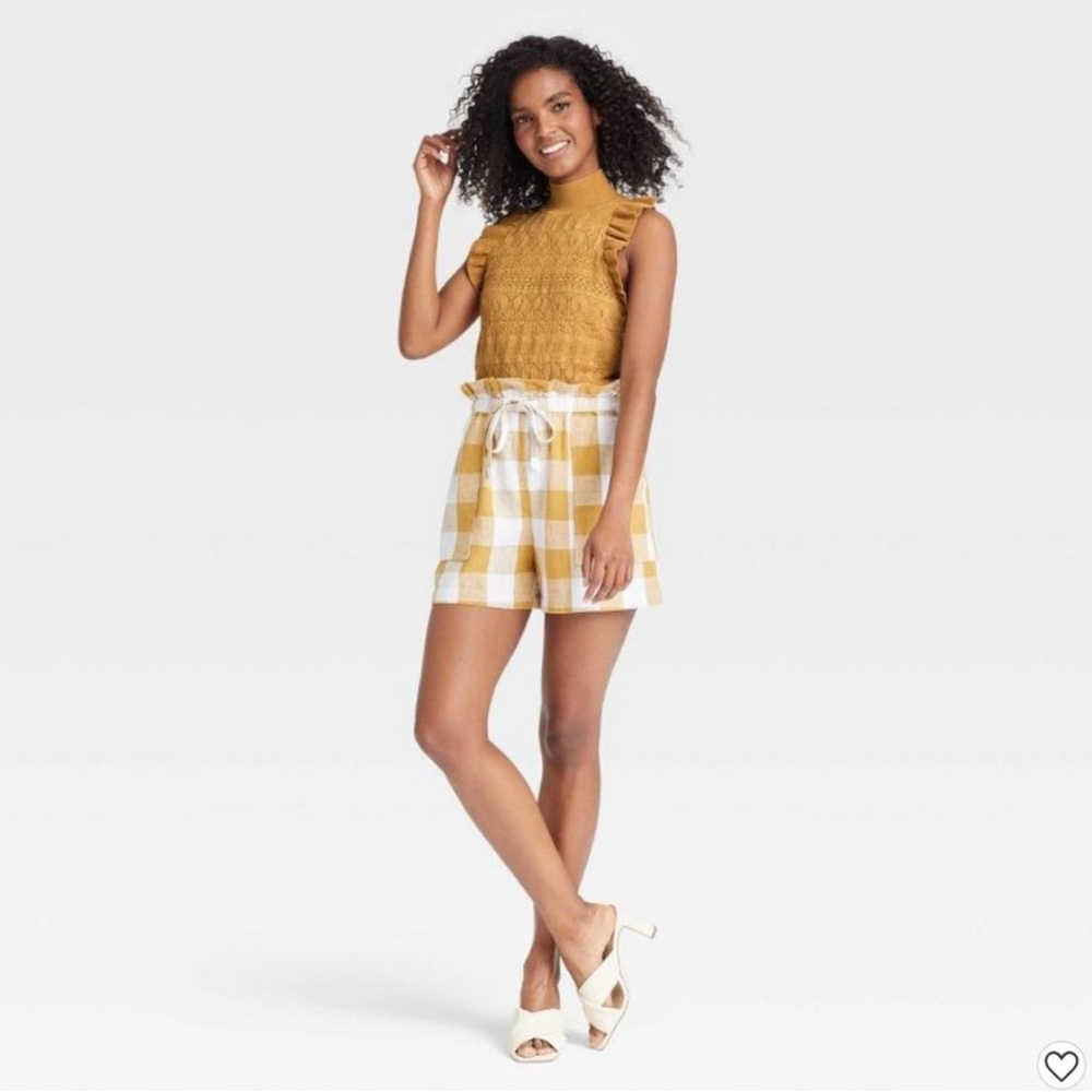 Plaid Mustard and White Shorts